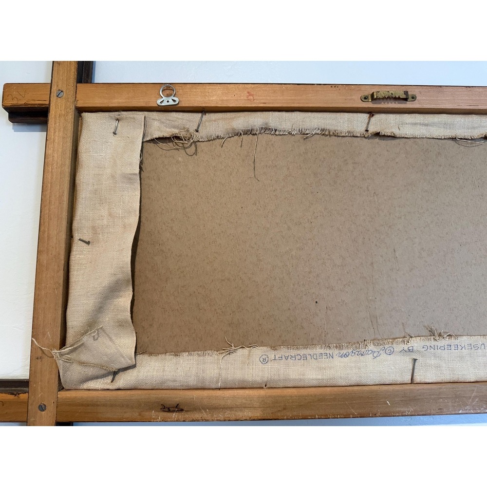 Antique Victorian Sampler "The Old Rocking Chair", Cross Corner Tramp Art Frame - Picture 13 of 13